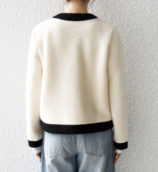 SHIPS any「SHIPS any: バイカラー クルーネック カーディガン ジャケット」|ノーカラージャケット|