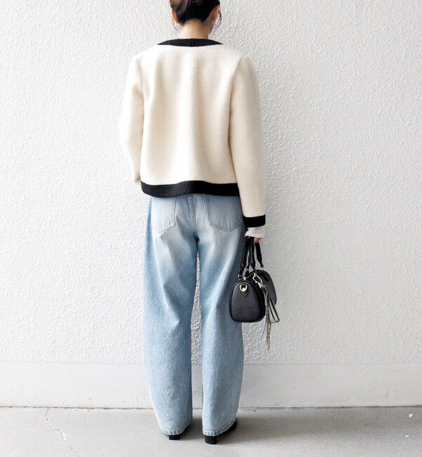 SHIPS any「SHIPS any: バイカラー クルーネック カーディガン ジャケット」|ノーカラージャケット|