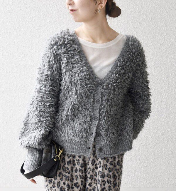 SHIPS any「SHIPS any: ループ ニット Vネック ショート カーディガン」|カーディガン|