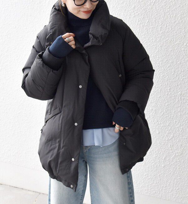 SHIPS any「SHIPS any: ナイロン スタンドカラー ダウン コクーン コート」|ダウン|