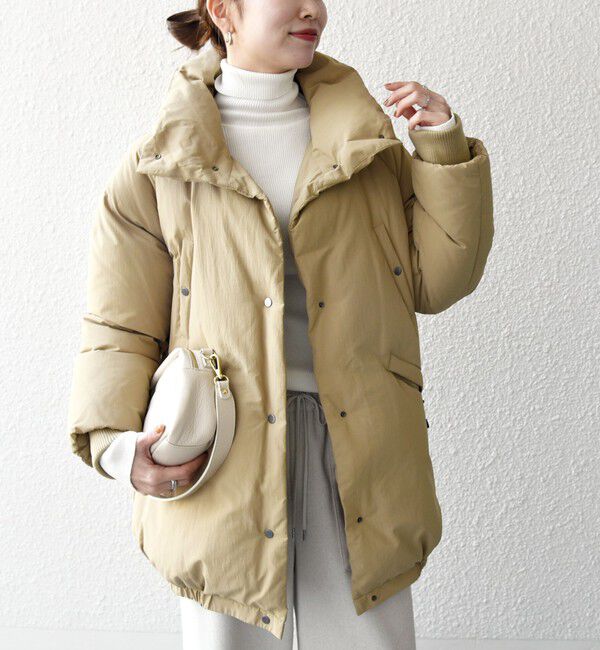 SHIPS any「SHIPS any: ナイロン スタンドカラー ダウン コクーン コート」|ダウン|