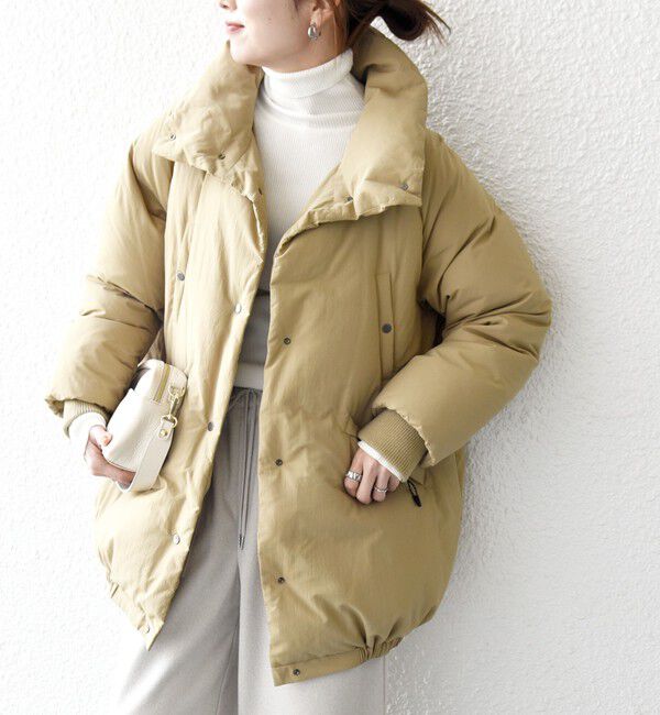 SHIPS any「SHIPS any: ナイロン スタンドカラー ダウン コクーン コート」|ダウン|