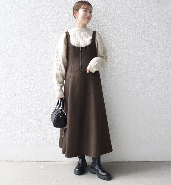 SHIPS any「SHIPS any: ヘリンボーン パイピング フレア ジャンパースカート」|ワンピース|