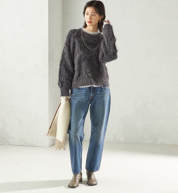 SHIPS for women「〈手洗い可能〉シャギー ファー クルーネック プルオーバー」|ニット・セーター|