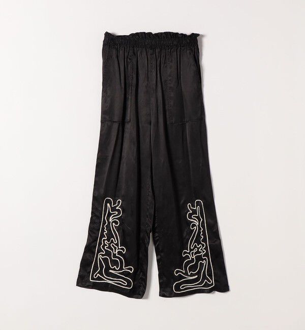 SHIPS any「SHIPS any:〈洗濯機可能〉サテン 刺繍 ストレート イージー パンツ」|その他|