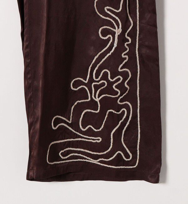 SHIPS any「SHIPS any:〈洗濯機可能〉サテン 刺繍 ストレート イージー パンツ」|その他|