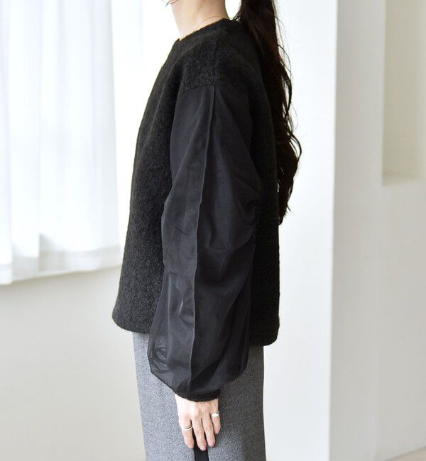 quaranciel「quaranciel:〈洗濯機可能〉ボア &times; チュール コンビ クルーネック プルオーバー」|プルオーバー|