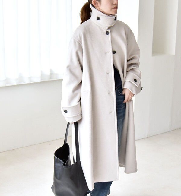 quaranciel「quaranciel: PURE WOOL スタンド & ステンカラー ロング コート」|ステンカラーコート|