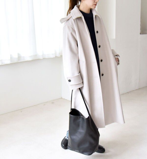 quaranciel「quaranciel: PURE WOOL スタンド & ステンカラー ロング コート」|ステンカラーコート|
