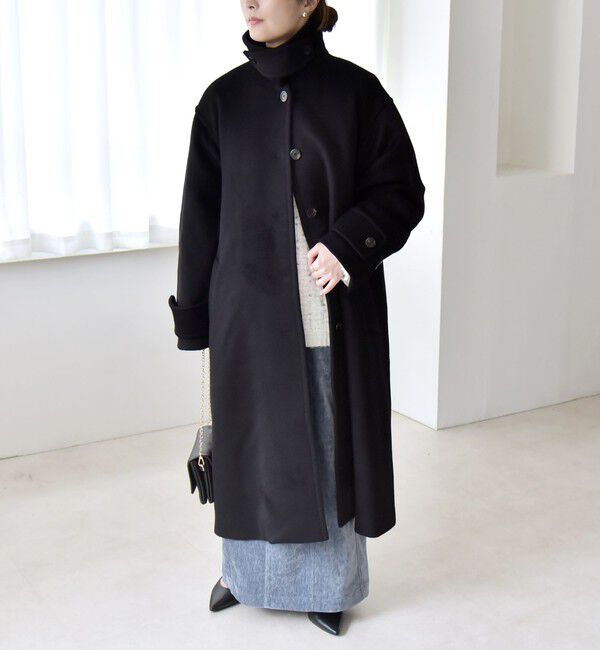 quaranciel「quaranciel: PURE WOOL スタンド & ステンカラー ロング コート」|ステンカラーコート|