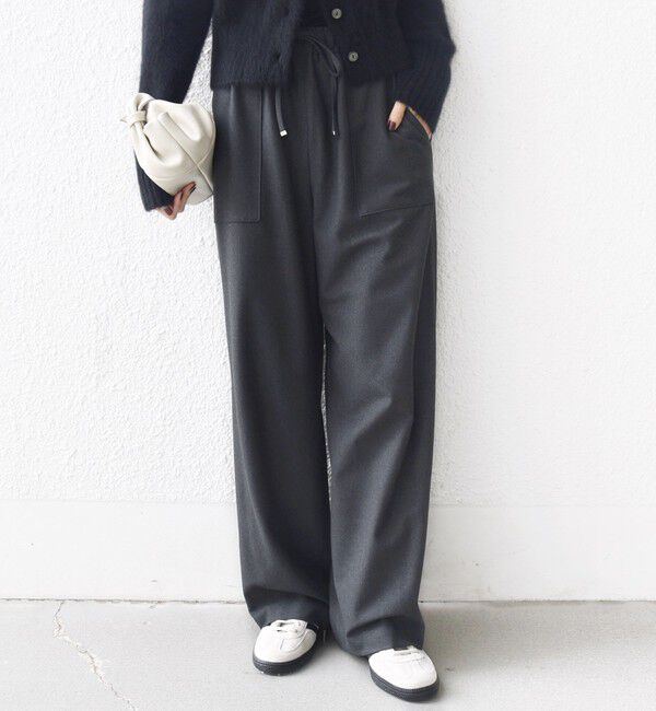 SHIPS for women「〈手洗い可能〉両面起毛 ポケット デザイン ドロスト パンツ」|その他|ダークグレー