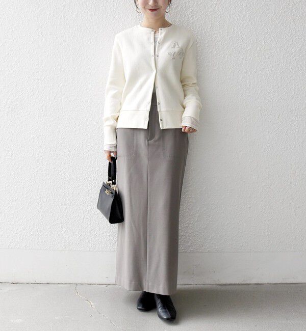 SHIPS any「SHIPS any:〈洗濯機可能〉裏起毛 ビジュー コンパクト スナップ カーディガン」|カーディガン|