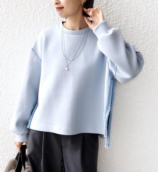 SHIPS for women「【WEB限定】〈手洗い可能〉サイド スリット フリル ダンボール カットソー」|Tシャツ・カットソー|