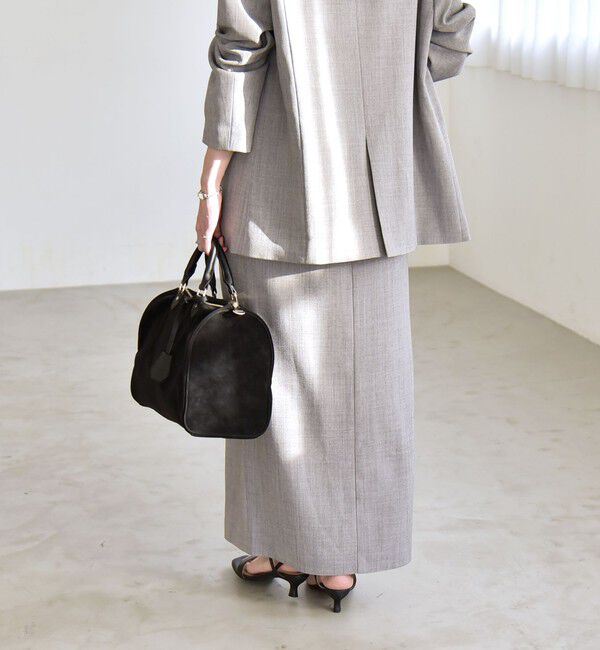 quaranciel「quaranciel:〈手洗い可能〉ウーステッド Iライン スリット スカート（セットアップ対応）」|スカート|