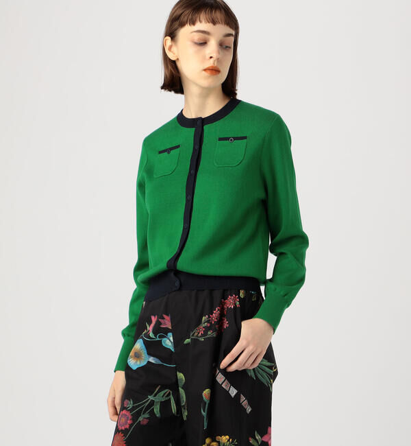 CABaN「コットンカシミヤ バイカラークルーネックカーディガン」|カーディガン|