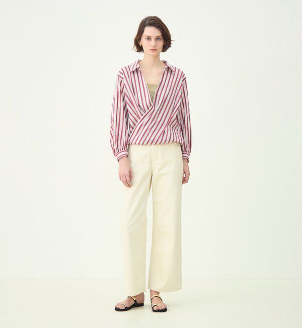 MACPHEE「コットンホワイトデニム セミワイドパンツ」|デニム|