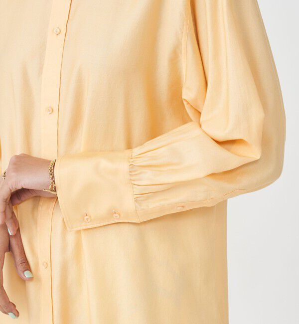 MACPHEE「コットンモールスキン バンドカラーシャツワンピース」|ワンピース|