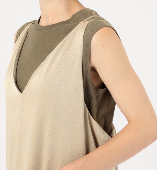 MACPHEE「トリアセテートポリエステルサテン ダブルストラップキャミソールワンピース」|ワンピース|