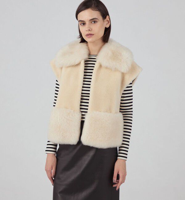 TOMORROWLAND collection「メリノムートン ビックカラージレ」|ダウンベスト・ベスト|