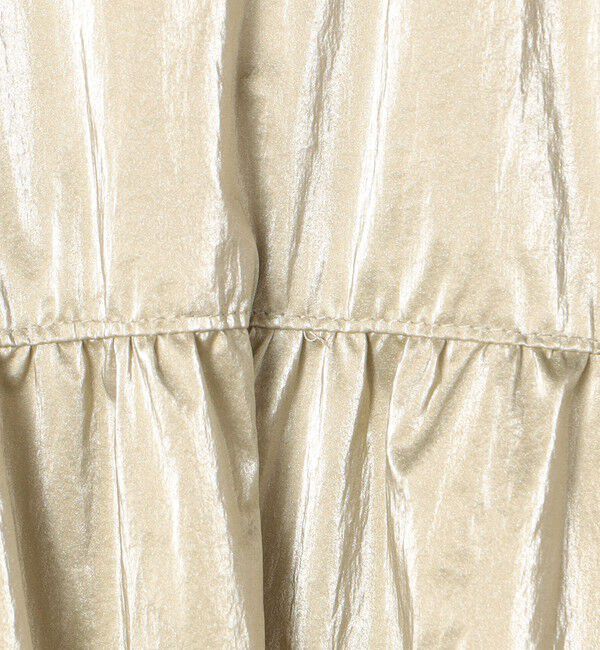 Ballsey「シャイニーコーティング ギャザーヨークロングスカート」|フレア|