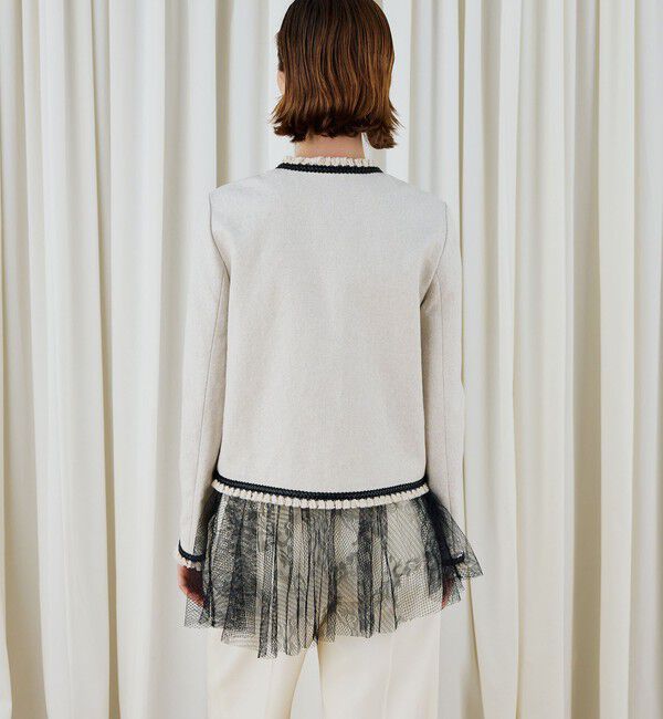 DES PRES「コットンリネンハイカウントクロス クルーネックジャケット」|ノーカラージャケット|