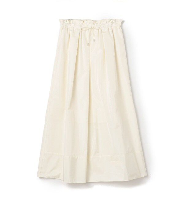 MACPHEE「メモリータフタストライプ ギャザーロングスカート」|フレア|11 ホワイト