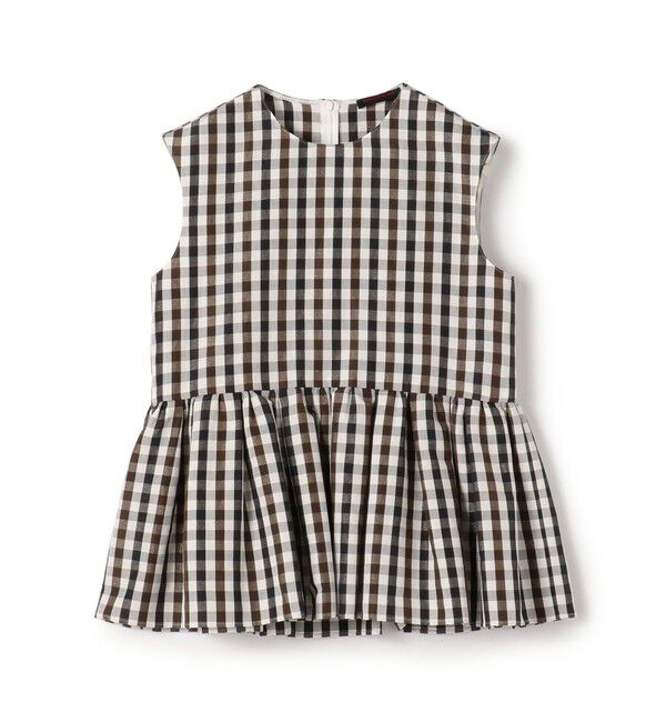 TOMORROWLAND collection「ピコロールギンガムチェック ペプラムブラウス」|シャツ・ブラウス|68 ネイビー系