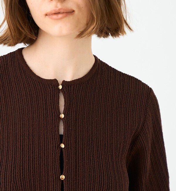 Ballsey「ブークレーミラノリブボーダー フレアカーディガン」|カーディガン|