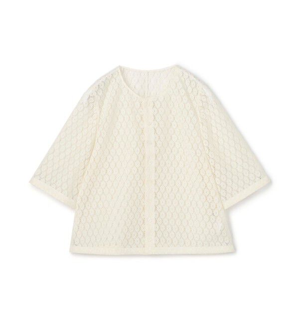 MACPHEE「フロッキーレース ハーフスリーブブラウス」|シャツ・ブラウス|11 ホワイト