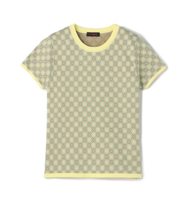 CABaN「コットンポリエステル チェックジャカード ショートスリーブプルオーバー」|ニット・セーター|22 イエロー系