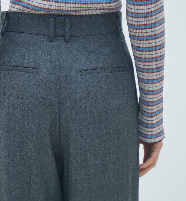 MACPHEE「ウールナチュラルストレッチ タックストレートパンツ」|スラックス|