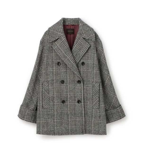 TOMORROWLAND collection「ウールカシミヤグレンチェック ダブルブレストコート」|ピーコート|18 グレー系