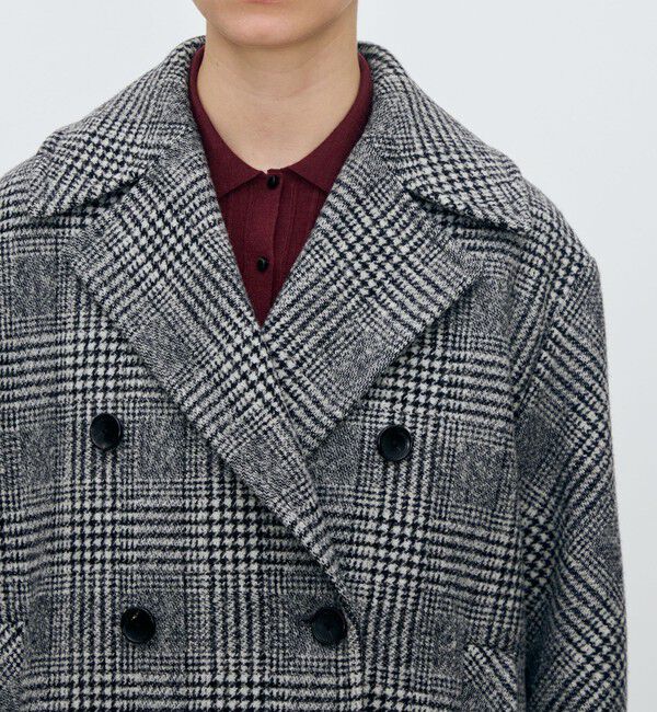TOMORROWLAND collection「ウールカシミヤグレンチェック ダブルブレストコート」|ピーコート|