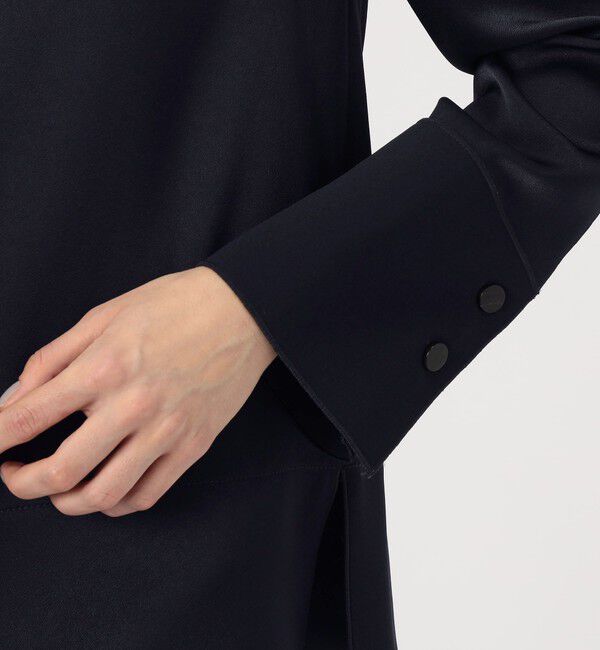 DES PRES「サテンジョーゼット オープンカラーブラウス」|シャツ・ブラウス|