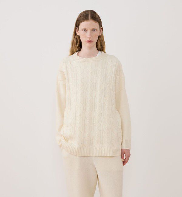 GALERIE VIE「モンゴルカシミヤケーブル クルーネックプルオーバー」|ニット・セーター|