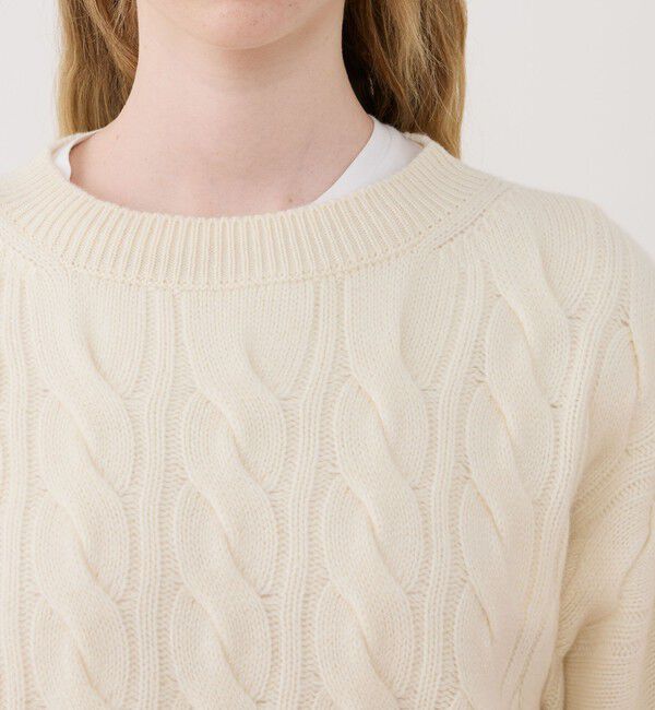 GALERIE VIE「モンゴルカシミヤケーブル クルーネックプルオーバー」|ニット・セーター|