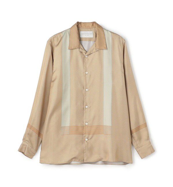 TOMORROWLAND MENS「シルクツイル パネルプリント オープンカラーシャツ 」|シャツ・ブラウス|44 ベージュ系