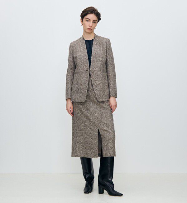 TOMORROWLAND collection「スライバーダイヤゴナル フロントスリットスカート」|台形|