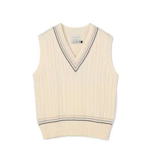 TOMORROWLAND MENS「【別注】RICHMOND KNITWEAR ウールケーブル Vネックベスト」|ニット・セーター|12 ホワイト系