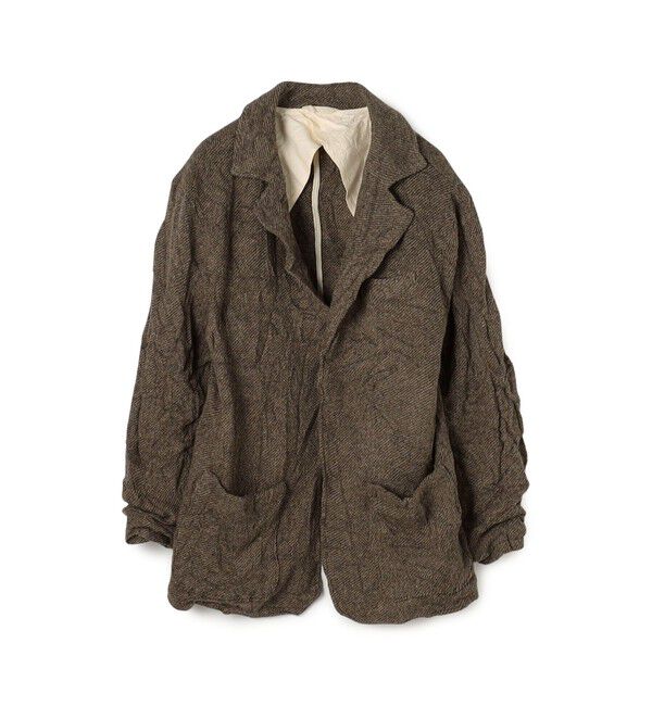 GALERIE VIE「リンクルニット ボタンレスジャケット」|テーラードジャケット|46 ブラウン系