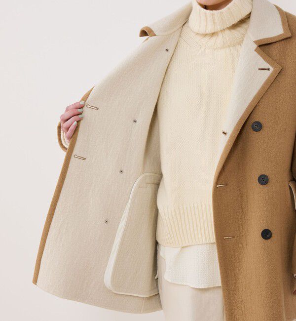 GALERIE VIE「シープライクダブルフェイス ドルマンスリーブコート」|ピーコート|