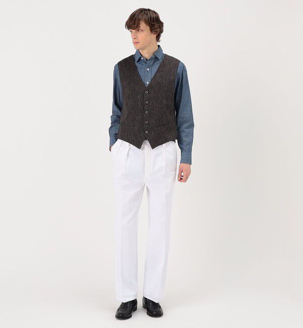 TOMORROWLAND BUYING WEAR「ERRICO FORMICOLA リネンストライプ チェックベスト」|ベスト・ジレ|