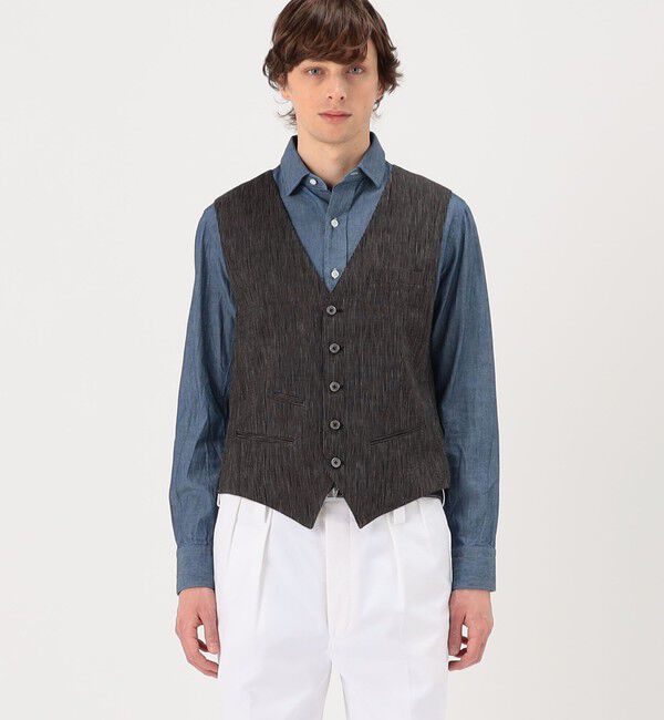 TOMORROWLAND BUYING WEAR「ERRICO FORMICOLA リネンストライプ チェックベスト」|ベスト・ジレ|