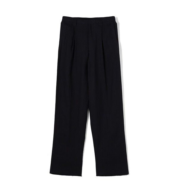 TOMORROWLAND MENS「リネンアムンゼンストライプ 1プリーツテーパード ペグトップパンツ」|スラックス|68 ネイビー系