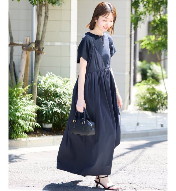 SLOBE IENA「《WEB限定/追加》タフタギャザーキャミワンピース」|ワンピース|