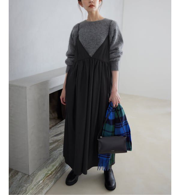 SLOBE IENA「《WEB限定/追加》タフタギャザーキャミワンピース」|ワンピース|
