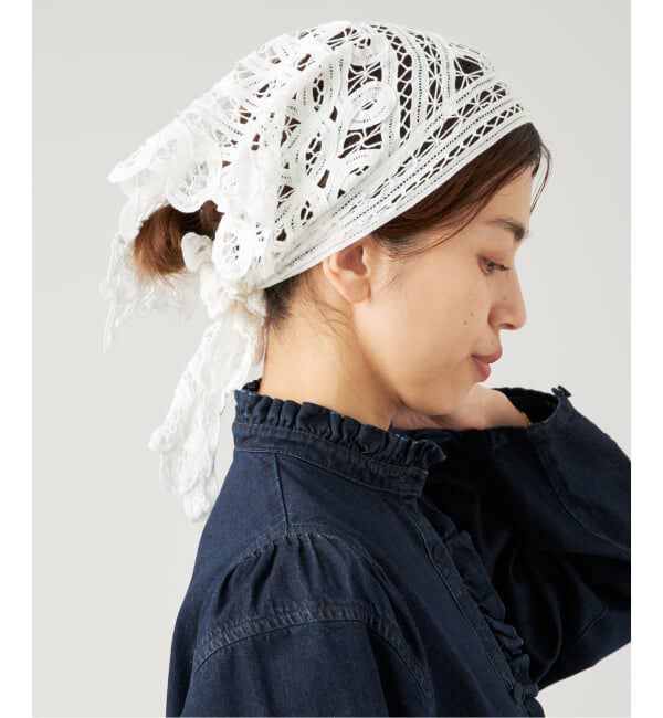 IENA LA BOUCLE「《追加》IENA LA BOUCLE バテンレースバブーシュカ」|バンダナ・スカーフ|