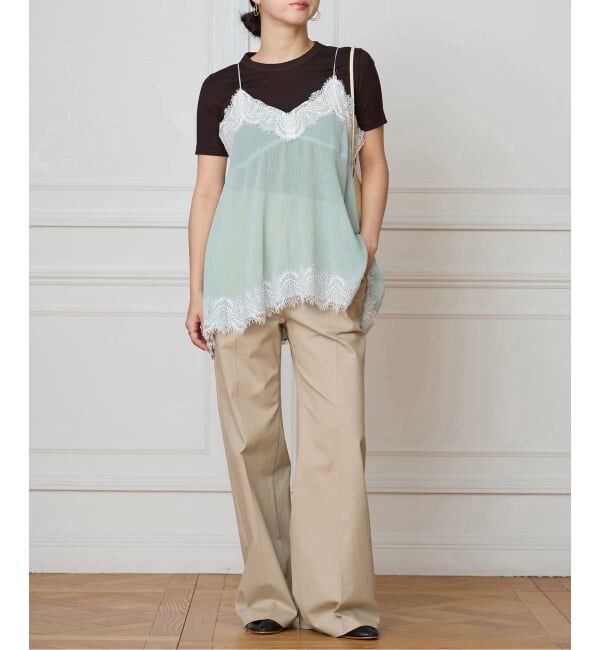 IENA LA BOUCLE「IENA LA BOUCLE 楊柳レースミニキャミドレス」|キャミソール|