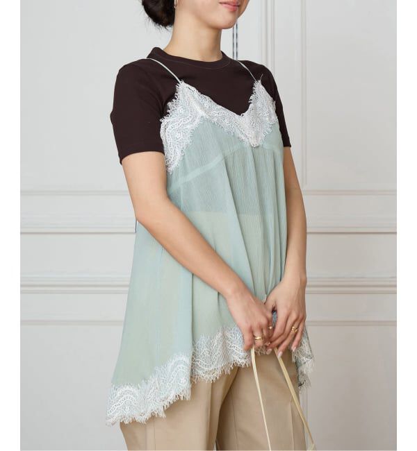 IENA LA BOUCLE「IENA LA BOUCLE 楊柳レースミニキャミドレス」|キャミソール|