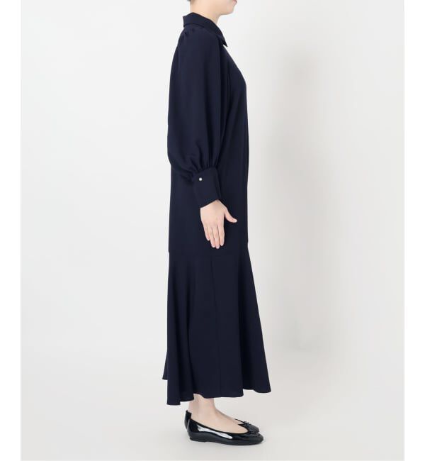 IENA「&NAVY メランジツイルギャザーワンピース」|ワンピース|